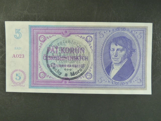 5 K 1938 série A 023, ruční přetisk