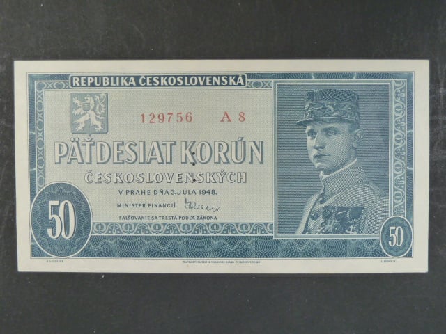 50 Kčs 3.7.1948, serie A 8, perf. "3md"