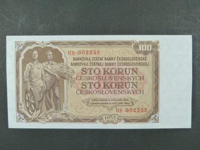 100 Kčs 1953 série HB, tiskárna STC Praha