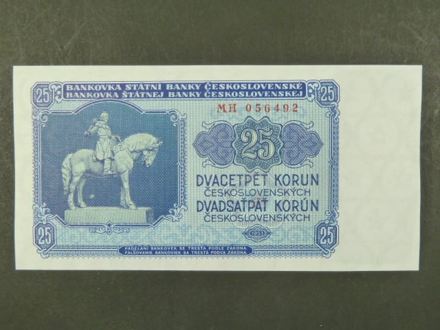 25 Kčs 1953 série MH, tiskárna STC Praha