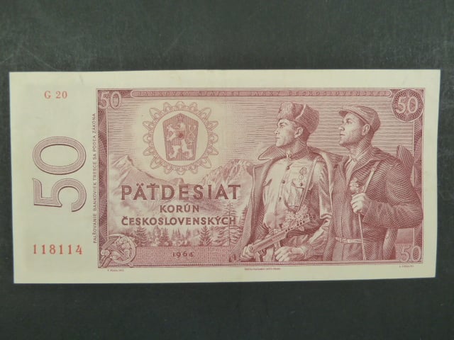 50 Kčs 1964 s. G 20 - úzký typ číslovače