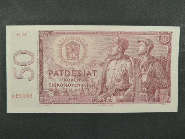 50 Kčs 1964 s. G 24 - úzký typ číslovače