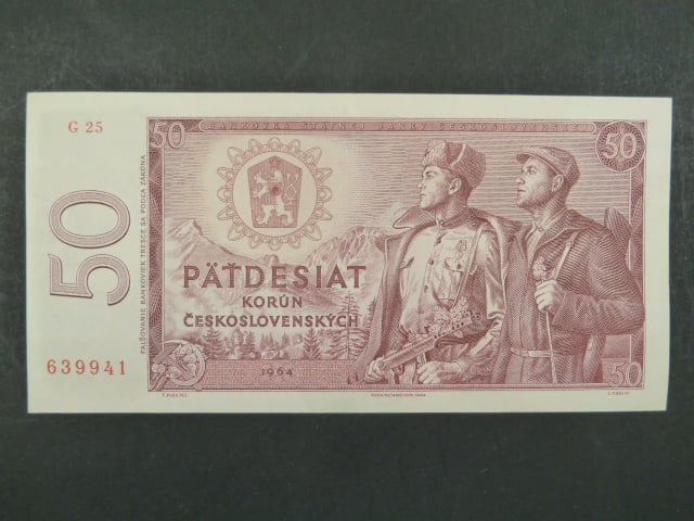 50 Kčs 1964 s. G 25 - úzký typ číslovače