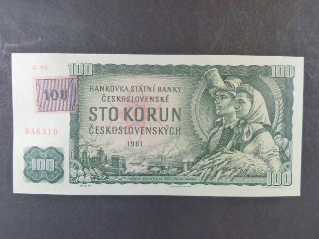 100 Kč 1961 s. G 95 II.vydání, kolek