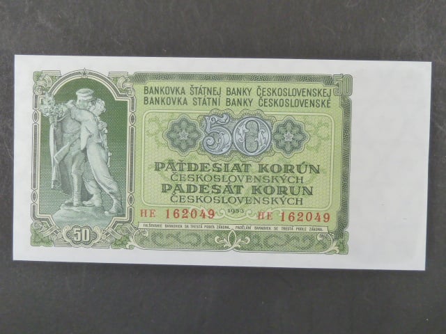 50 Kčs 1953 série HE, tiskárna STC Praha