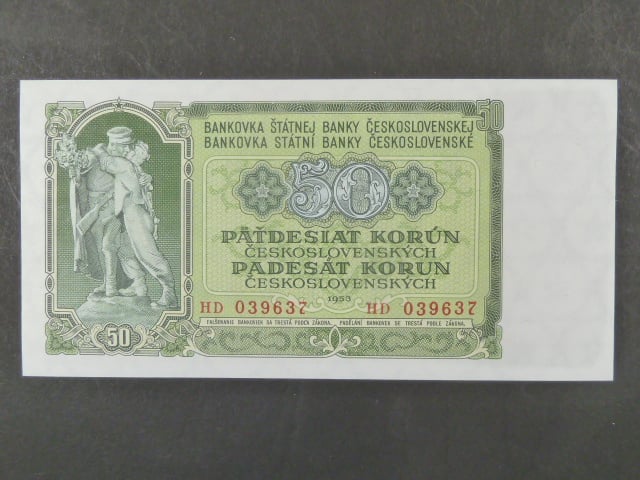 50 Kčs 1953 série HD, tiskárna STC Praha