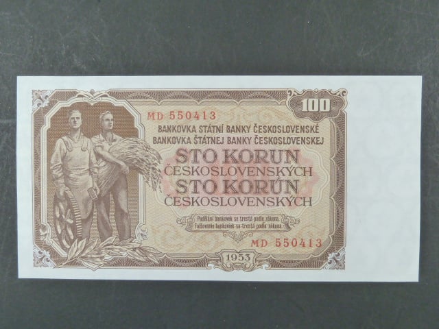 100 Kčs 1953 série MD, tiskárna STC Praha