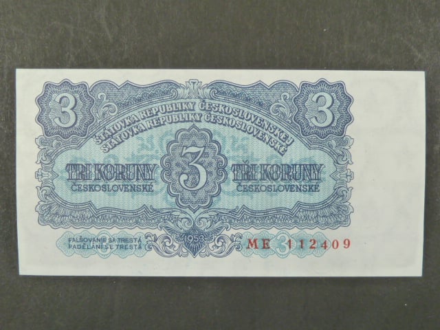 3 Kčs 1953 série ME, tiskárna STC Praha