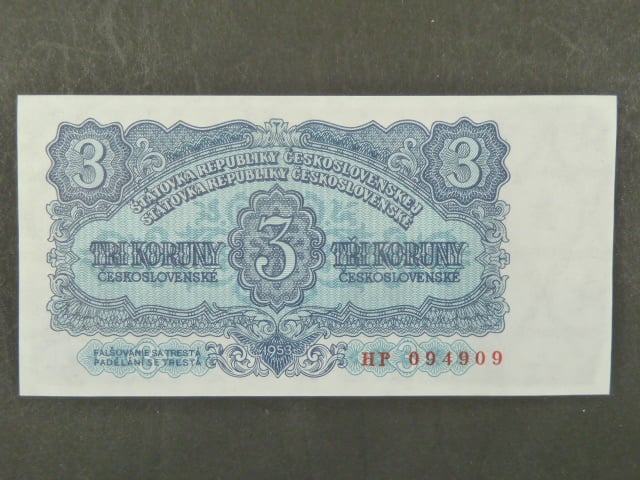 3 Kčs 1953 série HP, tiskárna STC Praha