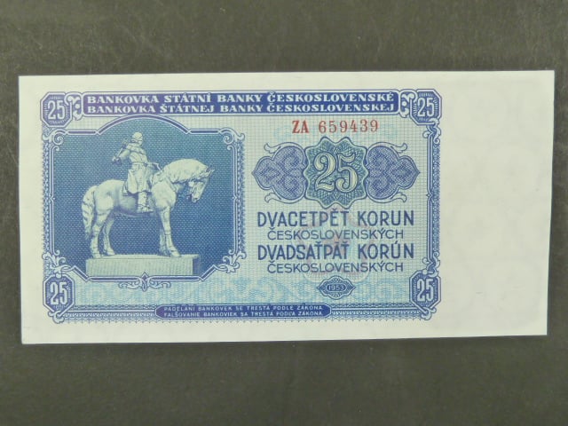 25 Kčs 1953 série ZA, tiskárna Goznak Moskva