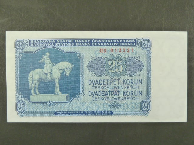 25 Kčs 1953 série HS, tiskárna STC Praha