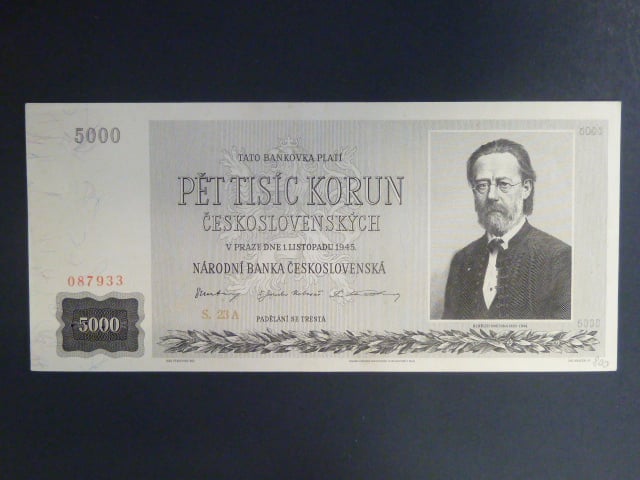 5000 Kčs 1.11.1945 série 23 A, perf. "3md"