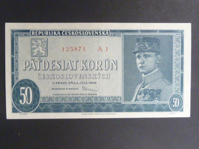50 Kčs 3.7.1948, serie A 1