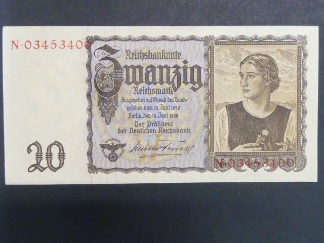 Německo, 20 RM 1939 série N