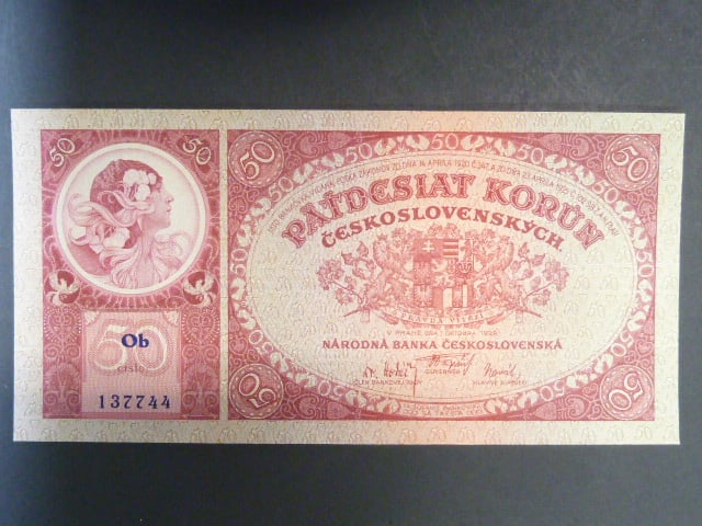 50 Kč 1.10.1929, serie Ob