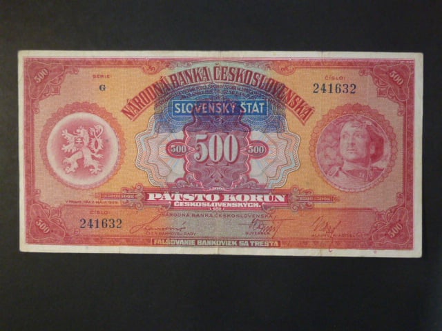 500 Ks 2.5.1929 s pretiskem, serie G