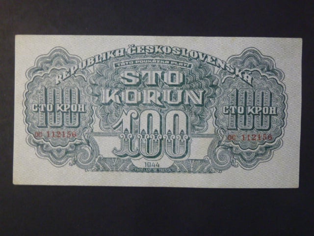 100 K 1944 série OC, číslovač 6b, chybotisk "TÁTO"