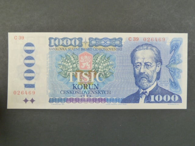 1000 Kčs 1985 s. C 40, sériové čísla blíž u sebe