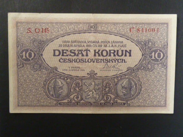 10 Kč 15.4.1919, serie O 145