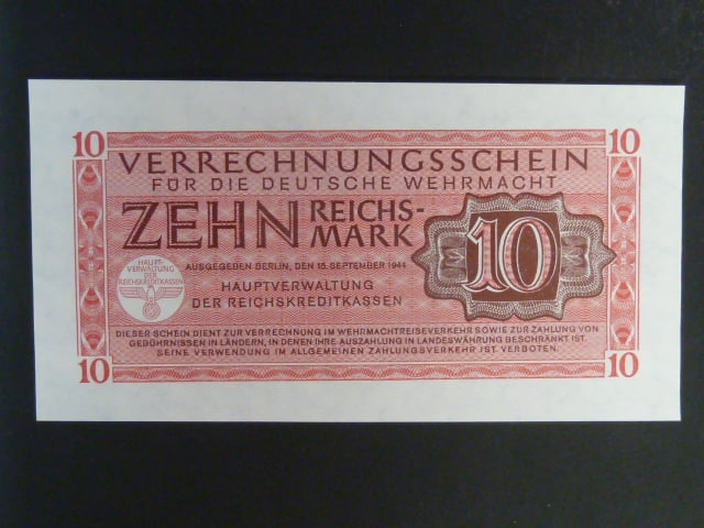 vydání pro Wehrmacht 1944, 10 Reichsmark 15.9.1944, Ros. DWM-10