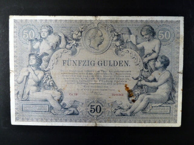 50 Gulden 1.1.1884, skvrnky