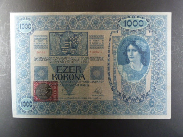 1000 K 2.1.1902, Kolkovaná , typ A1, šedý podtisk