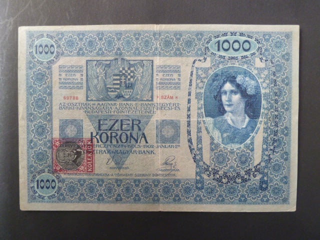 1000 K 1902 série 1130, kolkovaná , typ B3, šedý podtisk