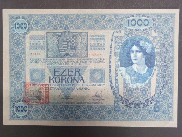 1000 K 2.1.1902, Kolkovaná - padelany kolek, ohlý rožek