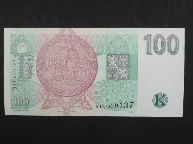 100 Kč 1995 s. B 10, Baj. CZ 12, Pi. 12