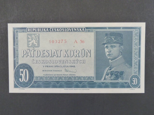 50 Kčs 3.7.1948, serie A 36, perf. "3md"