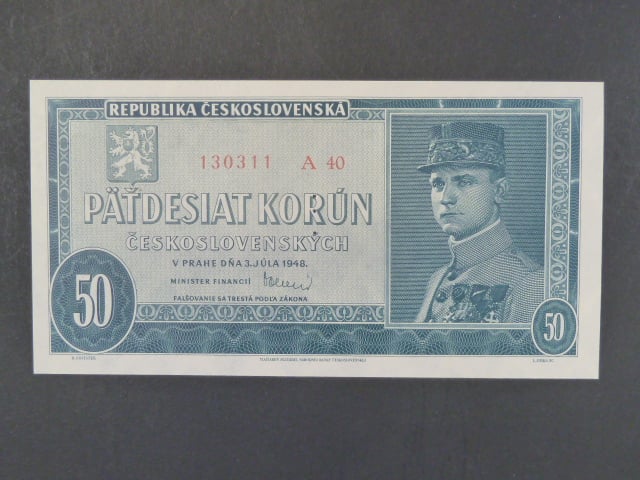 50 Kčs 3.7.1948, serie A 40, perf. "3md"