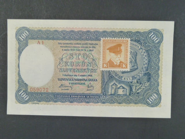 100 Ks 7.10.1940 II.vydání, kolkovaná série A1