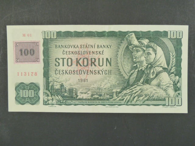 100 Kč 1961 s. M 01, kolek, Baj. CZ 1e, Pi. 1