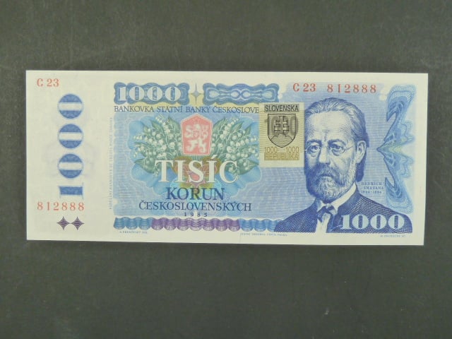 1000 Sk/Kčs 1985 s. C 23, kolkovaná, Baj. SK 5, Pi. 19