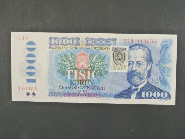 1000 Sk/Kčs 1985 s. U 19, kolkovaná, Baj. SK 5, Pi. 19