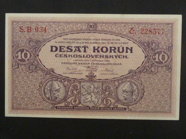 10 Kčs 2.1.1927 série B 034