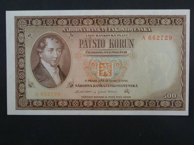 500 Kčs 12.3.1946 série A, perf. 3md