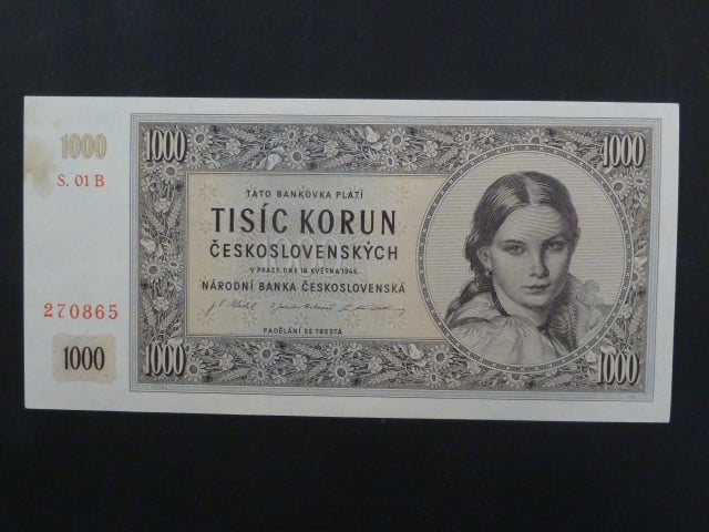 1000 Kčs 16.5.1945 série B 01