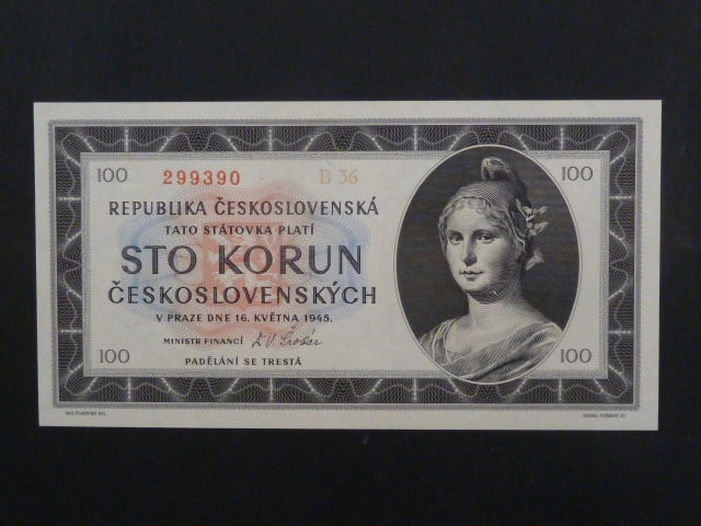 100 Kčs 1945 série B 36