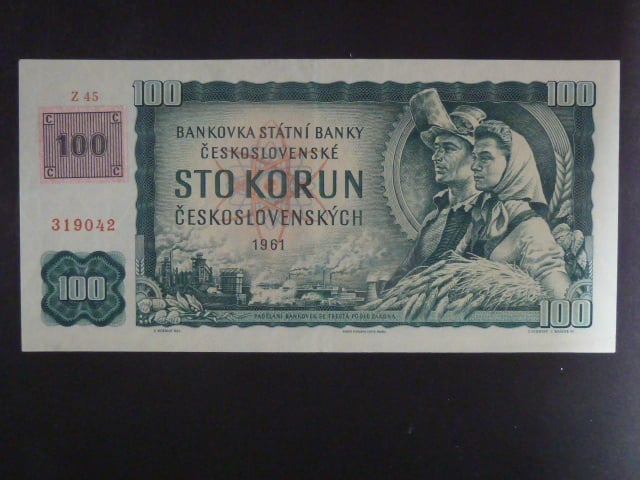 100 Kč 1961 s. Z 45, kolek, Baj. CZ 1b, Pi. 1
