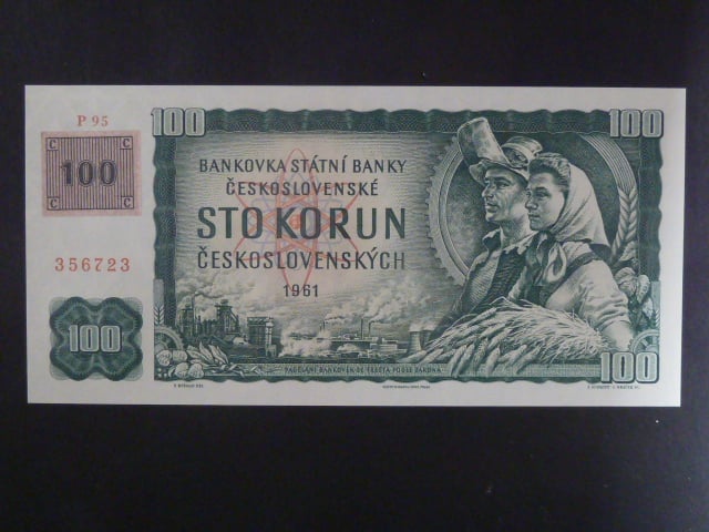 100 Kč 1961 s. P 95, kolek, Baj. CZ 1c, Pi. 1