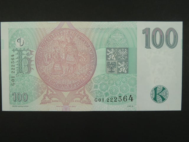 100 Kč 1997 s. G 01, Baj. CZ 18, Pi. 18