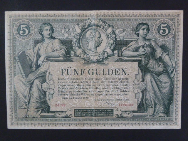5 Gulden 1.1.1881 série Cd 32, Ri. 144