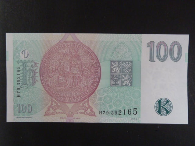 100 Kč 1997 s. H 79, Baj. CZ 18, Pi. 18