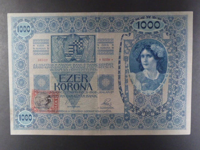 1000 K 2.1.1902, Kolkovaná , typ A2, šedý podtisk