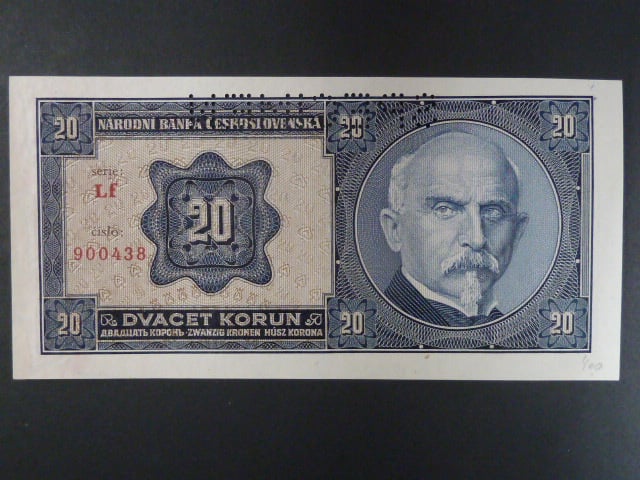 20 Kč 1.10.1926 série Lf, perf. SPECIMEN