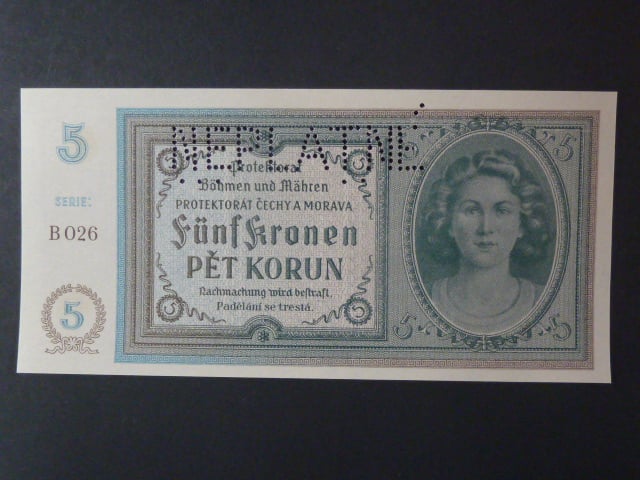 5 K 1940, série B 026, perf. NEPLATNÉ