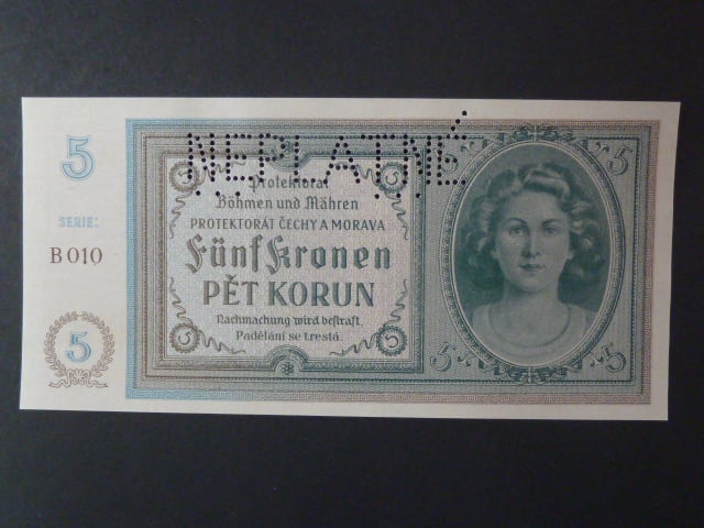 5 K 1940, série B 010, perf. NEPLATNÉ