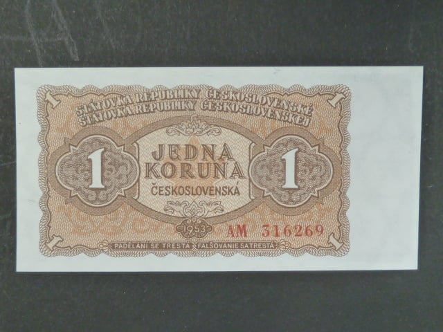 1 Kčs 1953 série AM, tiskárna Goznak Moskva