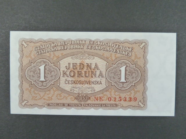 1 Kčs 1953 série NE, tiskárna STC Praha